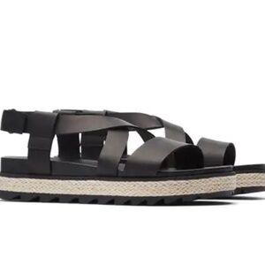 SOREL Roaming Crisscross Jute Sandal 9.5M, BLACK, New!